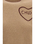 Chloé Wool Heart Logo Sweater - Warm Beige