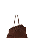 The Attico La Passeggiata Suede Leather Medium Handbag - Chocolate Brown