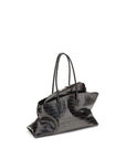 The Attico La Passeggiata Croc Embossed Leather Medium Top Handle Handbag - Espresso Black