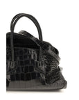 The Attico La Passeggiata Croc Embossed Leather Mini Top Handle Handbag - Black