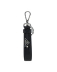 Prada Leather Triangle Logo Keyring - Black