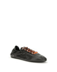 Prada Aged Leather Low Top Sneakers - Black