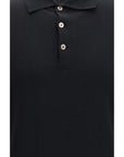 Brunello Cucinelli Long Sleeve Cotton Polo Top - Black