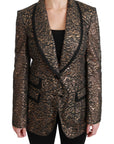 Dolce & Gabbana Black & Gold Sheer Floral Lace Blazer
