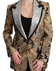 Dolce & Gabbana Silver & Gold Floral Jacquard Blazer Jacket