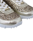 Jimmy Choo Monza Osao Gold Glitter Leather Low Top Sneakers