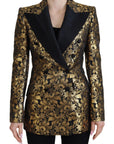 Dolce & Gabbana Black & Gold Baroque Floral Jacquard Double-Breasted Blazer