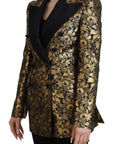 Dolce & Gabbana Black & Gold Baroque Floral Jacquard Double-Breasted Blazer