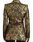 Dolce & Gabbana Black & Gold Jacquard Double-Breasted Blazer