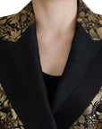 Dolce & Gabbana Black & Gold Baroque Floral Jacquard Double-Breasted Blazer