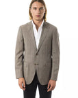 Uominitaliani Wool Suit Blazer - Taupe