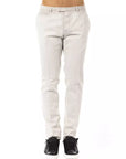 Uominitaliani Cotton Slim Fit Chino Pants - Light Gray/Grey