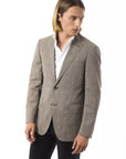 Uominitaliani Wool Suit Blazer - Taupe