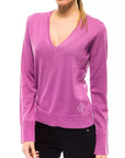 Montana Blu V-Neck Wool Sweater - Fuchsia Pink