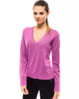 Montana Blu V-Neck Wool Sweater - Fuchsia Pink - Made In Italy