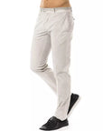 Uominitaliani Cotton Straight Fit Chino Pants - Light Gray/Grey