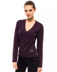 Montana Blu V-Neck Wool Sweater - Deep Purple - Made In Italy