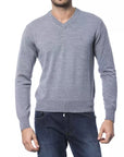 Billionaire Italian Couture Merino Wool V-Neck Sweater - Marle Gray/Grey