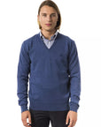 Uominitaliani Merino Wool V-Neck Sweater - Cool Blue