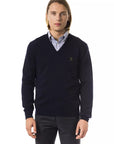 Uominitaliani Merino Wool V-Neck Sweater - Navy