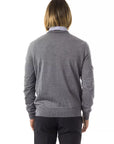 Uominitaliani Merino Wool V-Neck Sweater - Light Gray/Grey