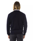 Uominitaliani Merino Wool V-Neck Sweater - Navy