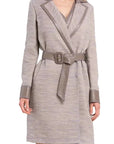 Trussardi Waist Belt Long Coat - Taupe