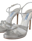 Prada Silver Leather Stiletto Heels