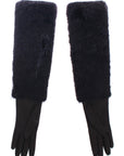 Dolce & Gabbana Leather & Fur Long Gloves - Black