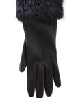 Dolce & Gabbana Leather & Fur Long Gloves - Black- Small