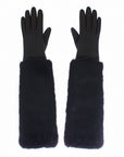 Dolce & Gabbana Leather & Fur Long Gloves - Black