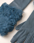 Dolce & Gabbana Leather & Fur Long Gloves - Blue