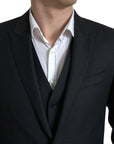 Dolce & Gabbana Martini Vest, Blazer & Pants 3-Piece Suit - Black