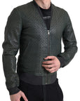 Dolce & Gabbana Perforated Leather Bomber Jacket - Musk Green