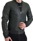 Dolce & Gabbana Perforated Leather Bomber Jacket - Musk Green
