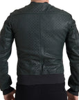 Dolce & Gabbana Perforated Leather Bomber Jacket - Musk Green