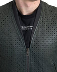 Dolce & Gabbana Perforated Leather Bomber Jacket - Musk Green