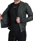 Dolce & Gabbana Perforated Leather Bomber Jacket - Musk Green