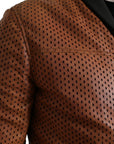 Dolce & Gabbana Perforated Leather Bomber Jacket - Cognac