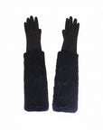 Dolce & Gabbana Leather & Fur Long Gloves - Black - Medium