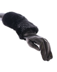 Dolce & Gabbana Leather & Fur Long Gloves - Black - Medium