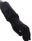 Dolce & Gabbana Wool & Fur Elbow Length Gloves - Black
