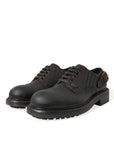 Brown Leather Lace-Up Derby Shoes