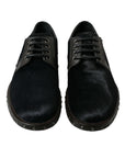 Dolce & Gabbana Black Fur-Leather Derby Dress Shoes