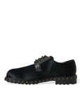 Dolce & Gabbana Black Fur-Leather Derby Dress Shoes