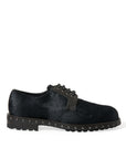 Dolce & Gabbana Black Fur-Leather Derby Dress Shoes