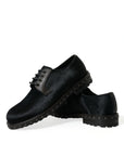 Dolce & Gabbana Black Fur-Leather Derby Dress Shoes