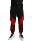 Dolce & Gabbana Black Red Leopard Jogger Pants