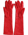 Dolce & Gabbana Fantasia Mid Arm Length Gloves - Red