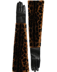 Dolce & Gabbana Leopard Print Leather Elbow Length Gloves